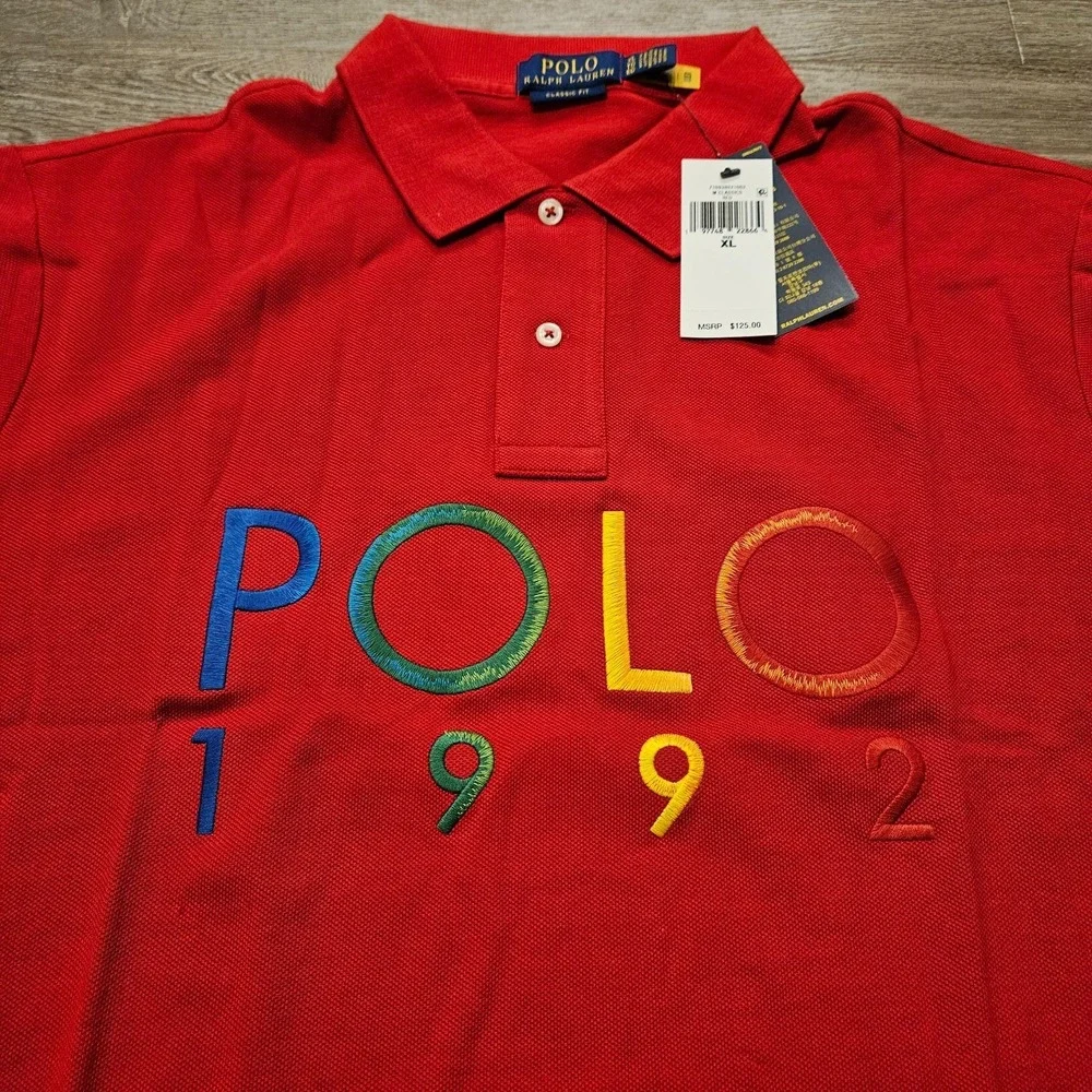 Polo Ralph Lauren 1992 Classic Fit Mesh Short Sleeve Polo Shirt Red Size XL